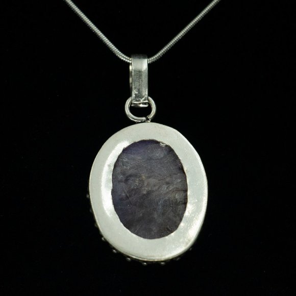 PURPLE CHAROITE CABOCHON PENDANT NECKLACE -JNZGPP5 - Picture 3 of 5